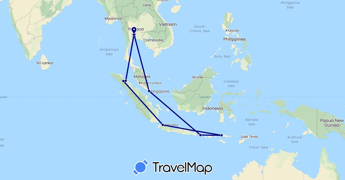 TravelMap itinerary: driving in Indonesia, Singapore, Thailand (Asia)